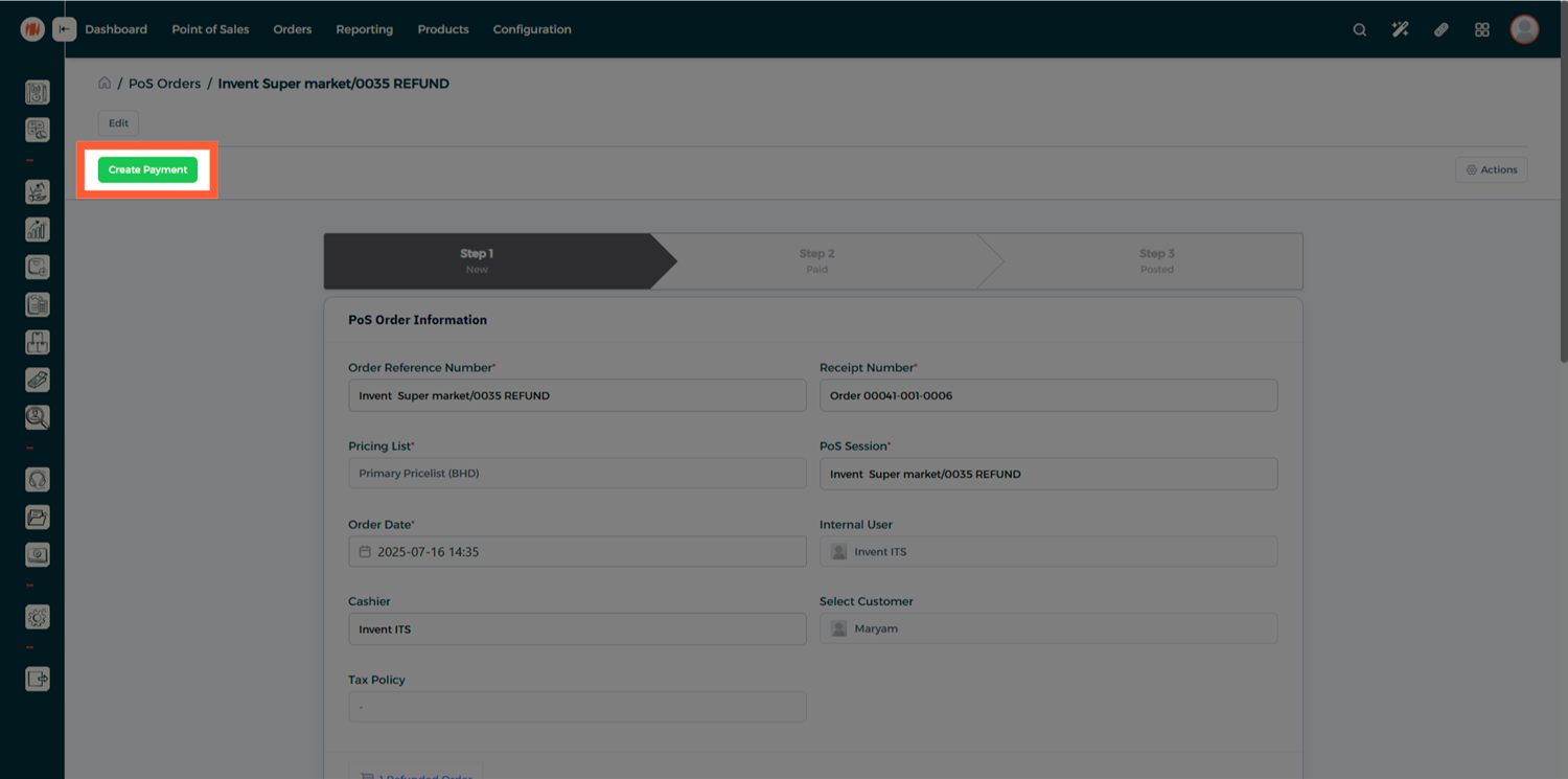 Step 2 - Refund Orders List
